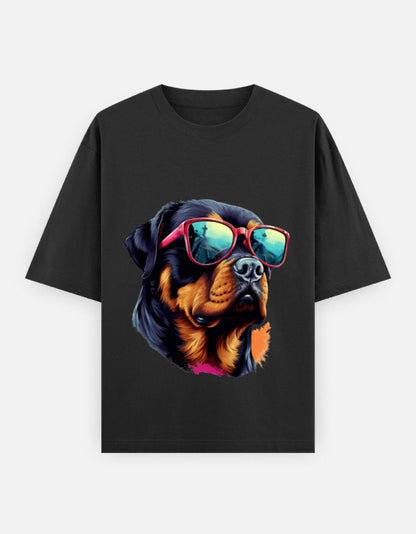 Rottweiler Lovers - Graphic Oversized T-Shirt (Black) Qikink