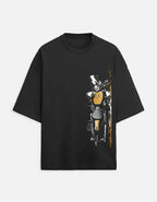 Rider Graphic - Terry Oversized T-Shirt (Black) Qikink