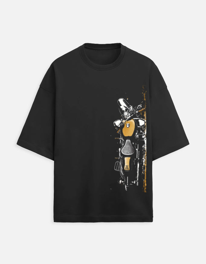 Rider Graphic - Terry Oversized T-Shirt (Black) Qikink