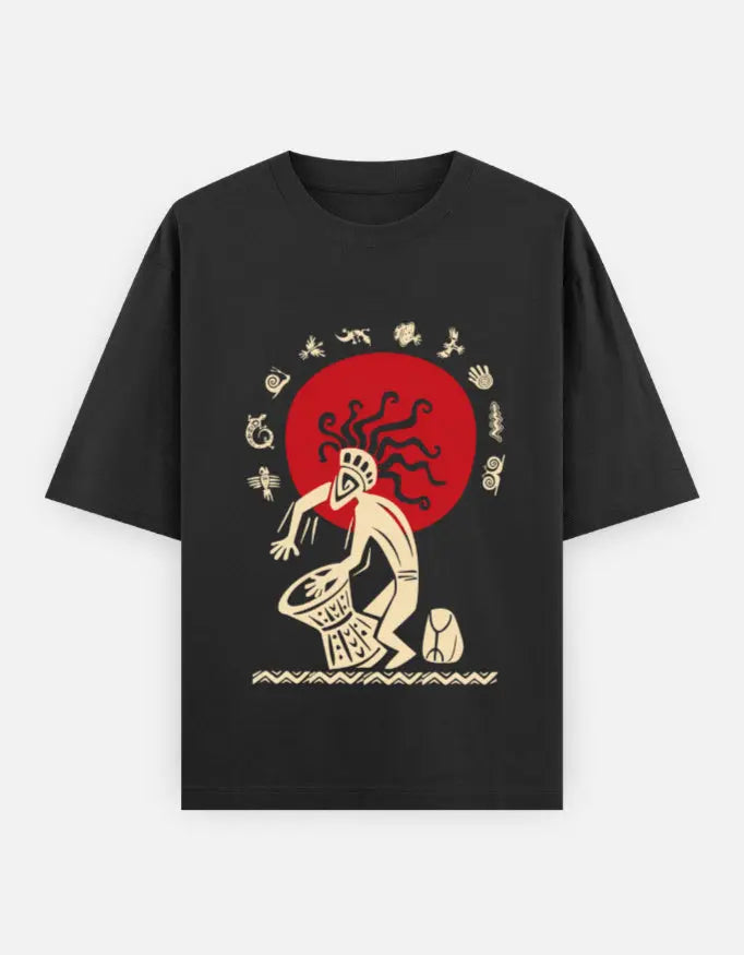 Anasazi Culture - Graphic Oversized T-Shirt (Black) Stylex Station